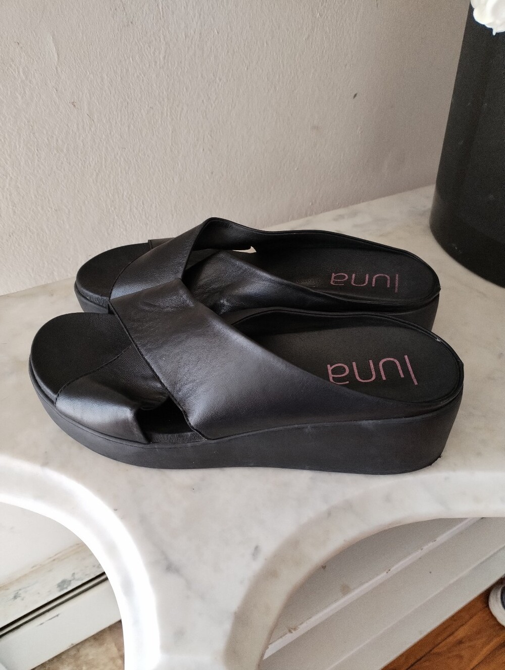 Women's Black Slide Sandals Size 40
